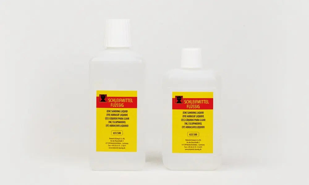 Slipemiddel flytende for våtsliping med våtslipepapir og micro-slipelerret. Fjerner slipemidler og polerpastaer. Aromatfri og løsemiddelholdig.