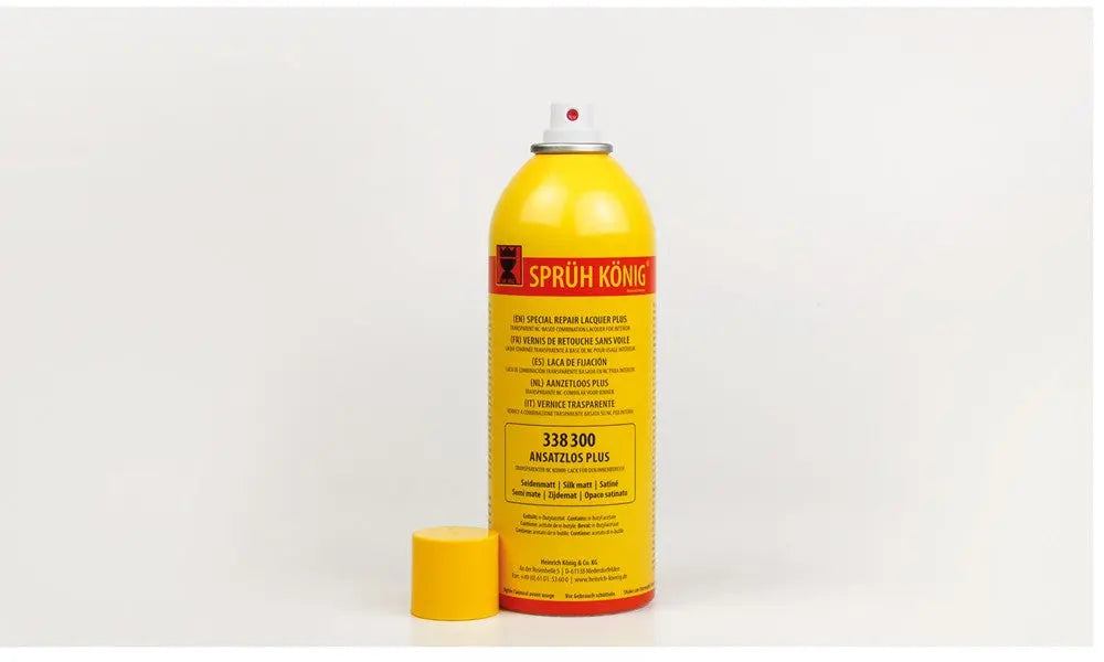 Sømløs Lakk PLUS 400 ml med Softspray-teknologi. Transparent NC-kombilakk for perfekte overganger på tre, dekor og metall. Innendørs bruk.