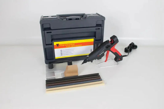 IF-PLUS / Kvistfyller PRO-sett for profesjonell reparasjon av kvister og hull i tre. Komplett system med fyllstoff, verktøy og lakk.