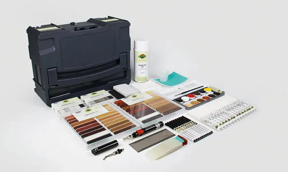 Repair-Systainer COMFORT for profesjonell reparasjon av møbler og interiør. Komfort-system med voks, verktøy og lakk i praktisk Systainer-koffert.